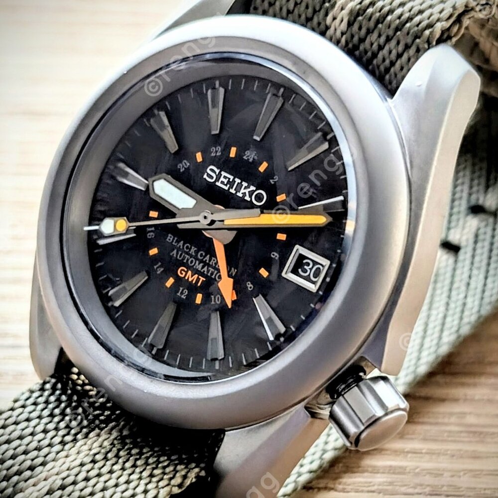 SOLID TITANIUM Automatic GMT Seiko Black Carbon M… - image 3